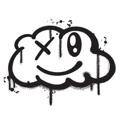 Vector graffiti spray paint happy cloud isolated vector illustration