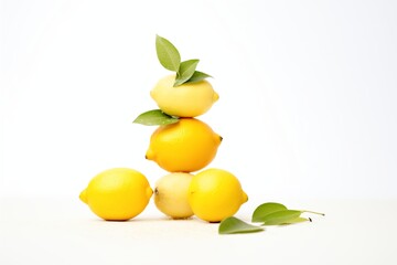 stack of organic lemons on plain white background