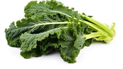A bunch of green kale on a white background - Powered by Adobe