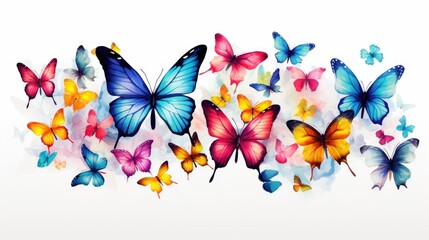 Colorful butterflies gathered together on a clean white background. Perfect for nature-themed designs and illustrations