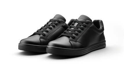 Isolated black sneaker shoe against a stark white background