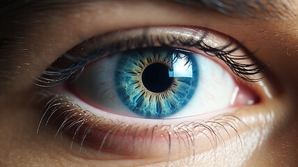Close-up of a blue eye isolated on a white background