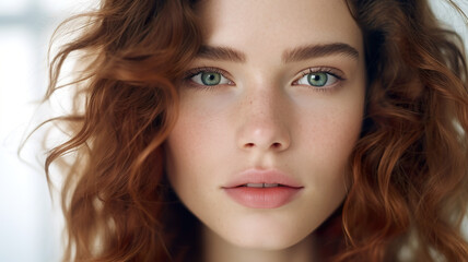 Naklejka premium Beautiful woman's close-up portrait isolated on a stark white background