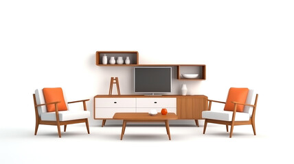 Modern furniture isolated against a blank white background