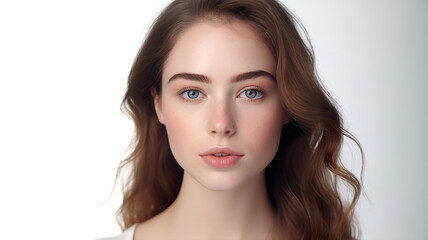 Obraz premium Beautifully made-up girl isolated on a white background
