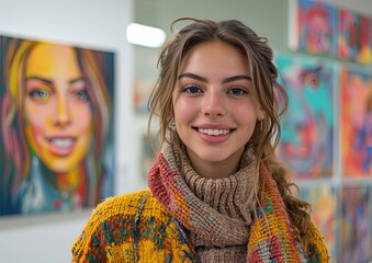 Self Portrait Artist In Front Of Their Work