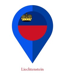 Flag Of Liechtenstein, Liechtenstein flag, National flag of Liechtenstein. map pin flag of Liechtenstein.