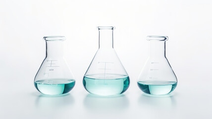 Isolated science glass containers against a white background