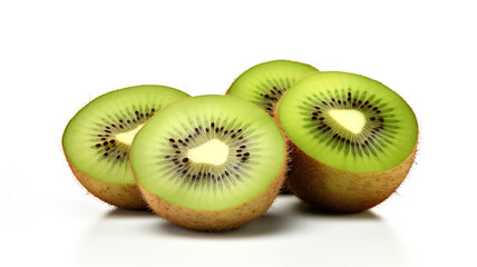 Fototapeta premium Isolated sliced organic kiwi on a stark white background