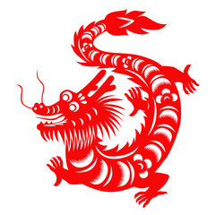 Paper-cut illustration of window cut to celebrate the Chinese New Year, the Year of the Dragon