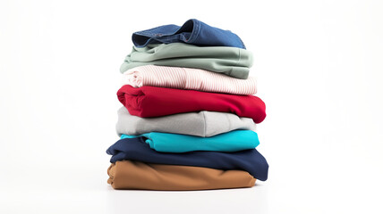 White background with an isolated stack of clothes