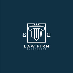 LV initial monogram logo for lawfirm with pillar design in creative square