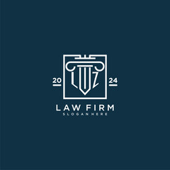LZ initial monogram logo for lawfirm with pillar design in creative square - obrazy, fototapety, plakaty