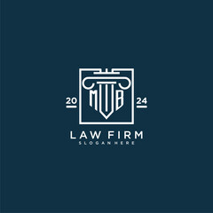 MB initial monogram logo for lawfirm with pillar design in creative square