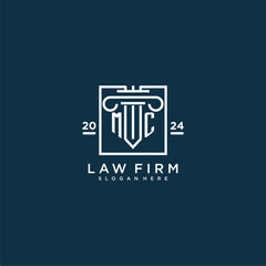 MC initial monogram logo for lawfirm with pillar design in creative square