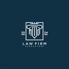 MD initial monogram logo for lawfirm with pillar design in creative square