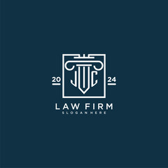 JC initial monogram logo for lawfirm with pillar design in creative square