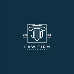 JD initial monogram logo for lawfirm with pillar design in creative square