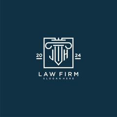 JH initial monogram logo for lawfirm with pillar design in creative square