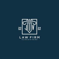 JV initial monogram logo for lawfirm with pillar design in creative square