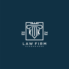 KK initial monogram logo for lawfirm with pillar design in creative square