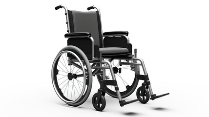 Fototapeta na wymiar Just a wheelchair, isolated against a stark white background