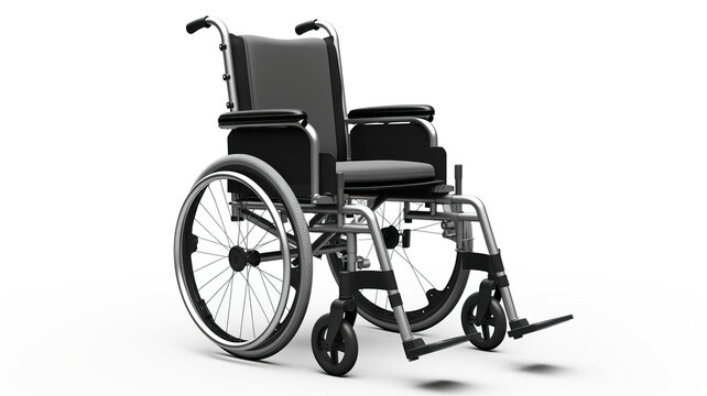 Just a wheelchair, isolated against a stark white background