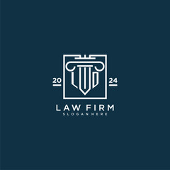 LD initial monogram logo for lawfirm with pillar design in creative square