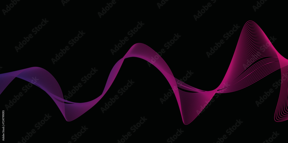 Poster abstract wavy lines flowing curve gradient color on smoke background. abstract white background colo