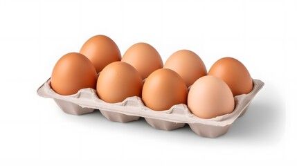 chicken eggs in paper tray isolated on transparent background ,raw egg