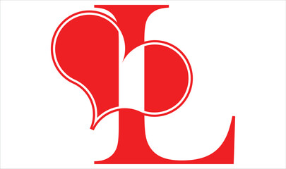 L letter with a heart on red background for lovers and friends Valentines Day Love Abstract Character Font Letter L .