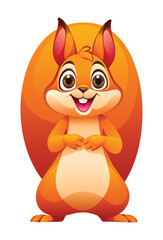 Cute squirrel cartoon vector illustration isolated on white background