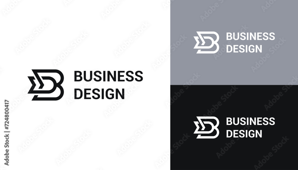 Poster initial letter db b d bd monogram with connected line simple classic logo design