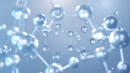 xanthine molecular structure 3d, flat model, archaically xanthic acid, structural chemical formula view from a microscope