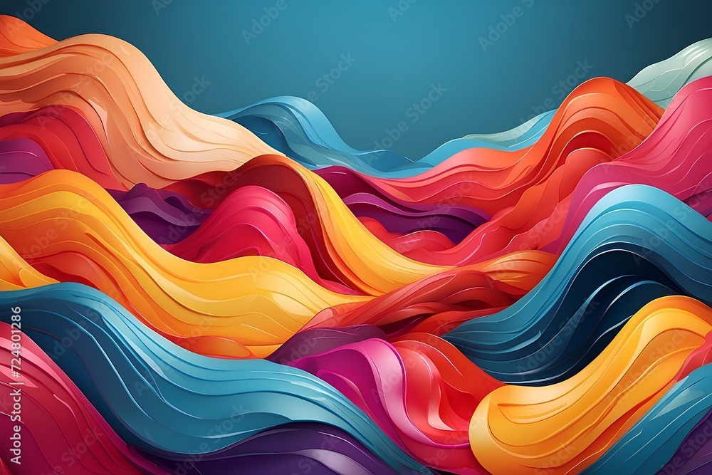 Poster abstract colorful wavy object background, created by ai generated