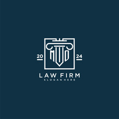 MO initial monogram logo for lawfirm with pillar design in creative square