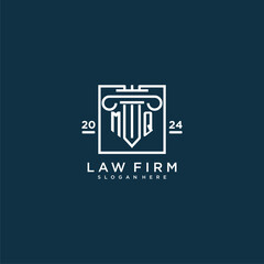 MQ initial monogram logo for lawfirm with pillar design in creative square