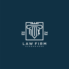 NX initial monogram logo for lawfirm with pillar design in creative square