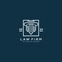 OU initial monogram logo for lawfirm with pillar design in creative square