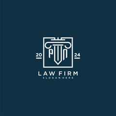 PN initial monogram logo for lawfirm with pillar design in creative square