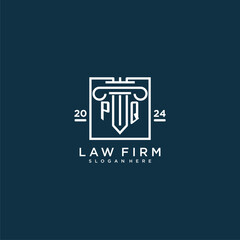 PQ initial monogram logo for lawfirm with pillar design in creative square