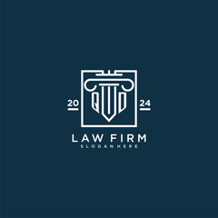 QD initial monogram logo for lawfirm with pillar design in creative square