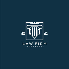 QG initial monogram logo for lawfirm with pillar design in creative square
