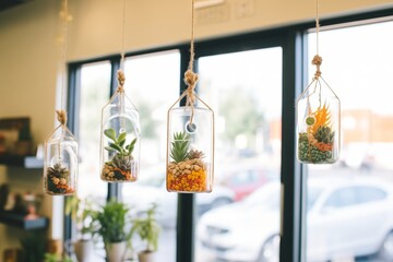 hanging terrariums with succulents