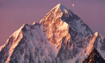Enchanting Peaks: Pakistan's K2 Summit at Dawn - obrazy, fototapety, plakaty
