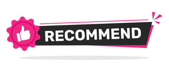 Recommended icon with thumb up. Vector illustration for your web site design.