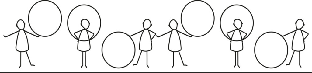 Vector image of gymnasts performing different exercises with hoops.