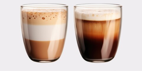 Two coffee glasses sitting next to each other. Perfect for coffee shop menus or social media posts