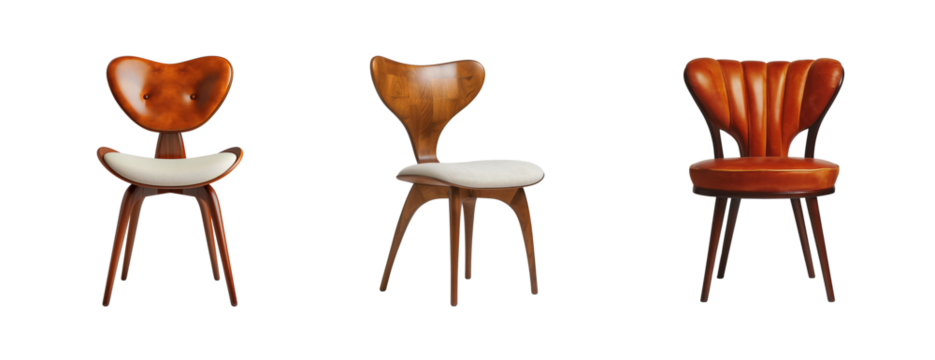 Furniture set consisting of 3 modern chairs. Transparent background.  - Powered by Adobe