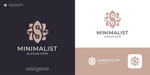 Golden flower logo design inspiration. Beauty icon logo template